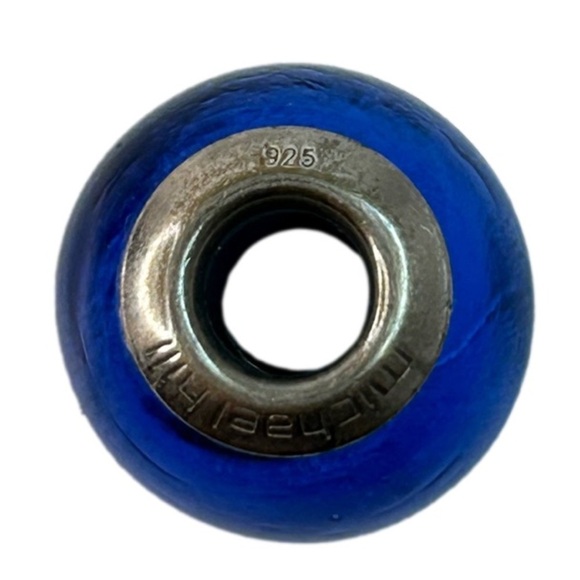 Murano Glass Charm Bead Sterling Silver Blue Glass - Picture 3 of 6